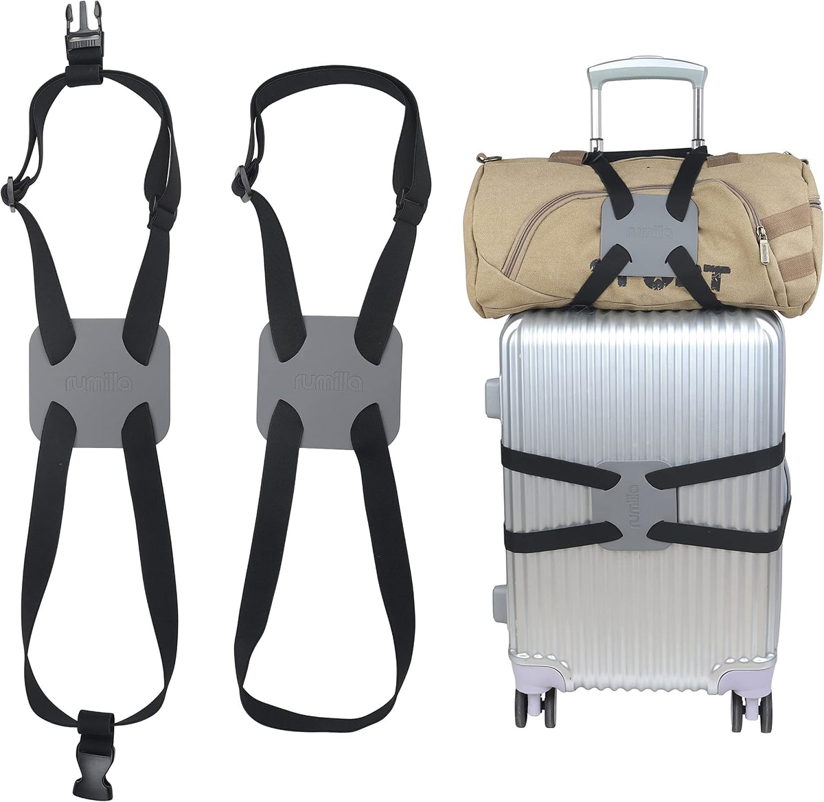 Luggage Straps Bag Bungee， Luggage Straps Suitcase Adjustable Belt，Add a Bag Easy to Travel Suitcase Elastic Strap Belt – (Black)