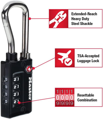 TSA Approved Combination Luggage Lock Black 4696THC