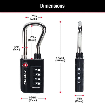TSA Approved Combination Luggage Lock Black 4696THC