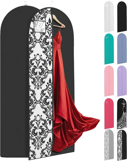 72" Long Dress Bags for Gowns - Wedding Dress Garment Bag for Dresses - Long Garment Bags for Hanging Clothes & Closet Storage - Durable Travel Bag for Women with ID Window