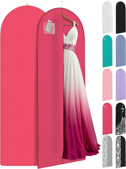 72" Long Dress Bags for Gowns - Wedding Dress Garment Bag for Dresses - Long Garment Bags for Hanging Clothes & Closet Storage - Durable Travel Bag for Women with ID Window