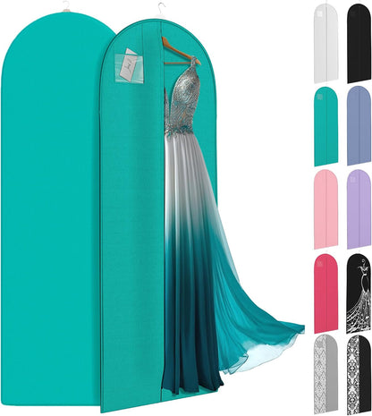 72" Long Dress Bags for Gowns - Wedding Dress Garment Bag for Dresses - Long Garment Bags for Hanging Clothes & Closet Storage - Durable Travel Bag for Women with ID Window