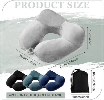 4 Pack Inflatable Neck Pillow for Airplane Travel,Multi Color