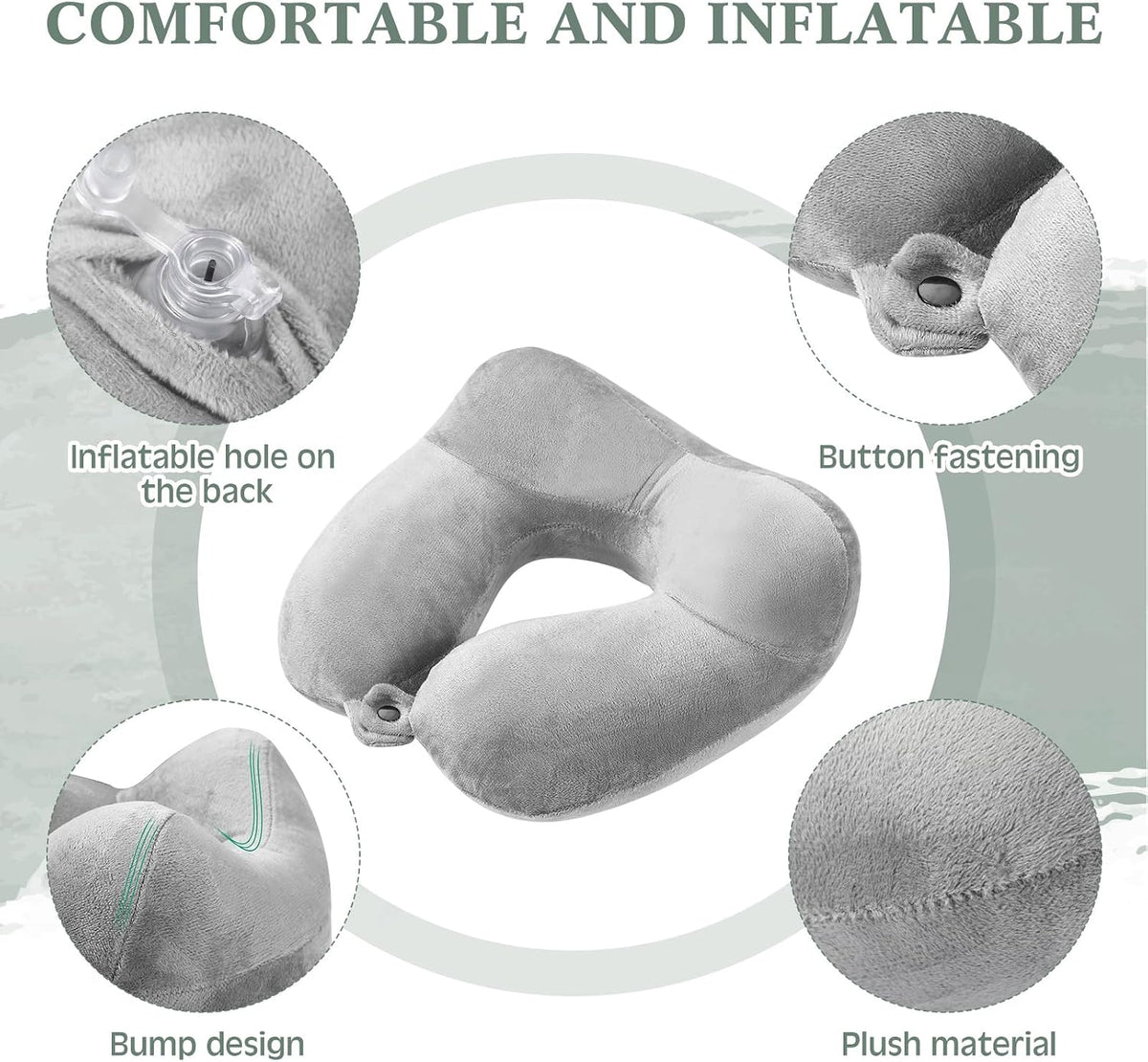 4 Pack Inflatable Neck Pillow for Airplane Travel,Multi Color