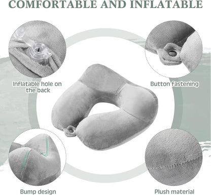 4 Pack Inflatable Neck Pillow for Airplane Travel,Multi Color