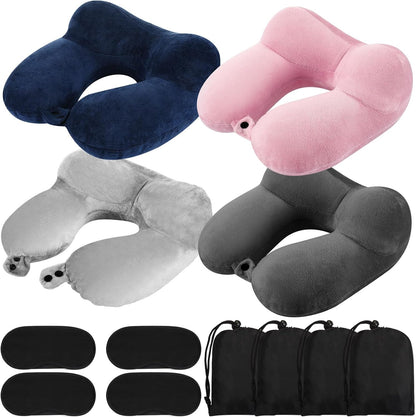 4 Pack Inflatable Neck Pillow for Airplane Travel,Multi Color