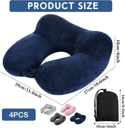4 Pack Inflatable Neck Pillow for Airplane Travel,Multi Color