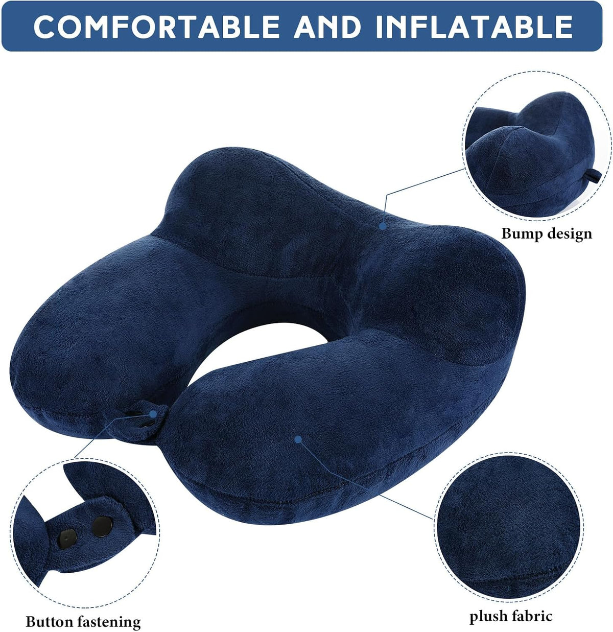 4 Pack Inflatable Neck Pillow for Airplane Travel,Multi Color