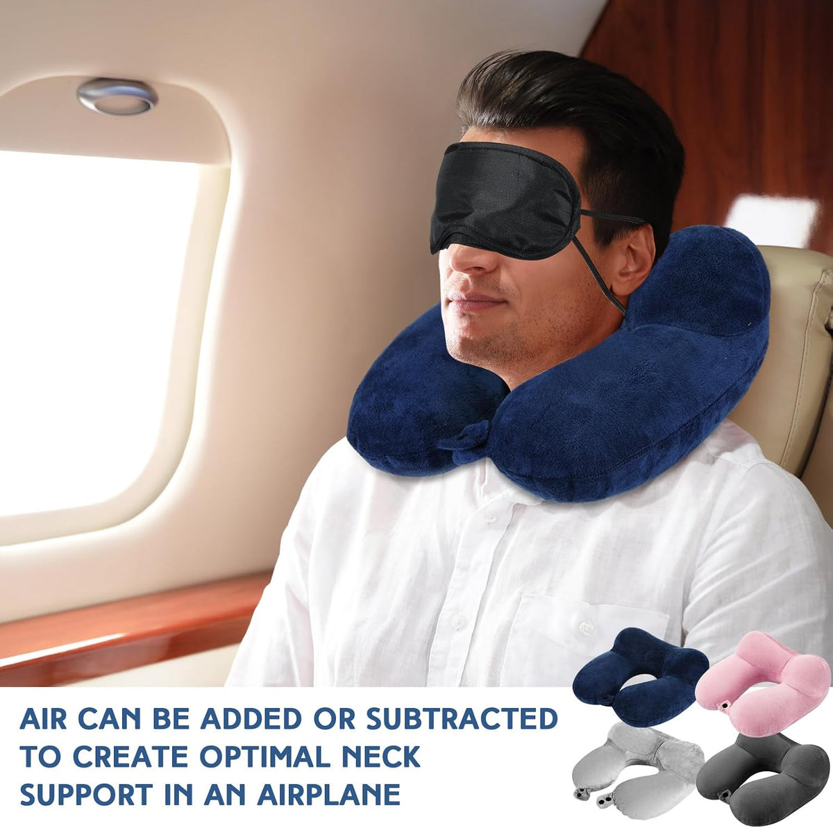 4 Pack Inflatable Neck Pillow for Airplane Travel,Multi Color