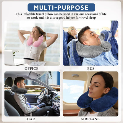 4 Pack Inflatable Neck Pillow for Airplane Travel,Multi Color