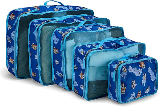 Packing Cubes for Kids - 5 Piece Luggage Organizer Set - Travel Accessories for Suitcase - Bingo Bandit Chilli Stripe Trixie - Packing Cube Set for Kids, Teens, Adults
