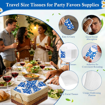 Pocket Tissues Travel Packs 250 Sheets Travel Size Tissue Packs 3 Ply Unscented Small Mini Individual Portable Tissue Pack with Unique Embossing for Purse Holiday Travel Party