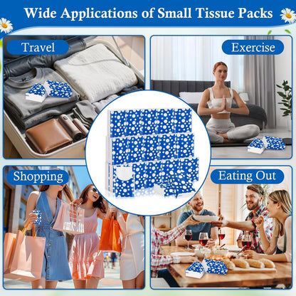 Pocket Tissues Travel Packs 250 Sheets Travel Size Tissue Packs 3 Ply Unscented Small Mini Individual Portable Tissue Pack with Unique Embossing for Purse Holiday Travel Party