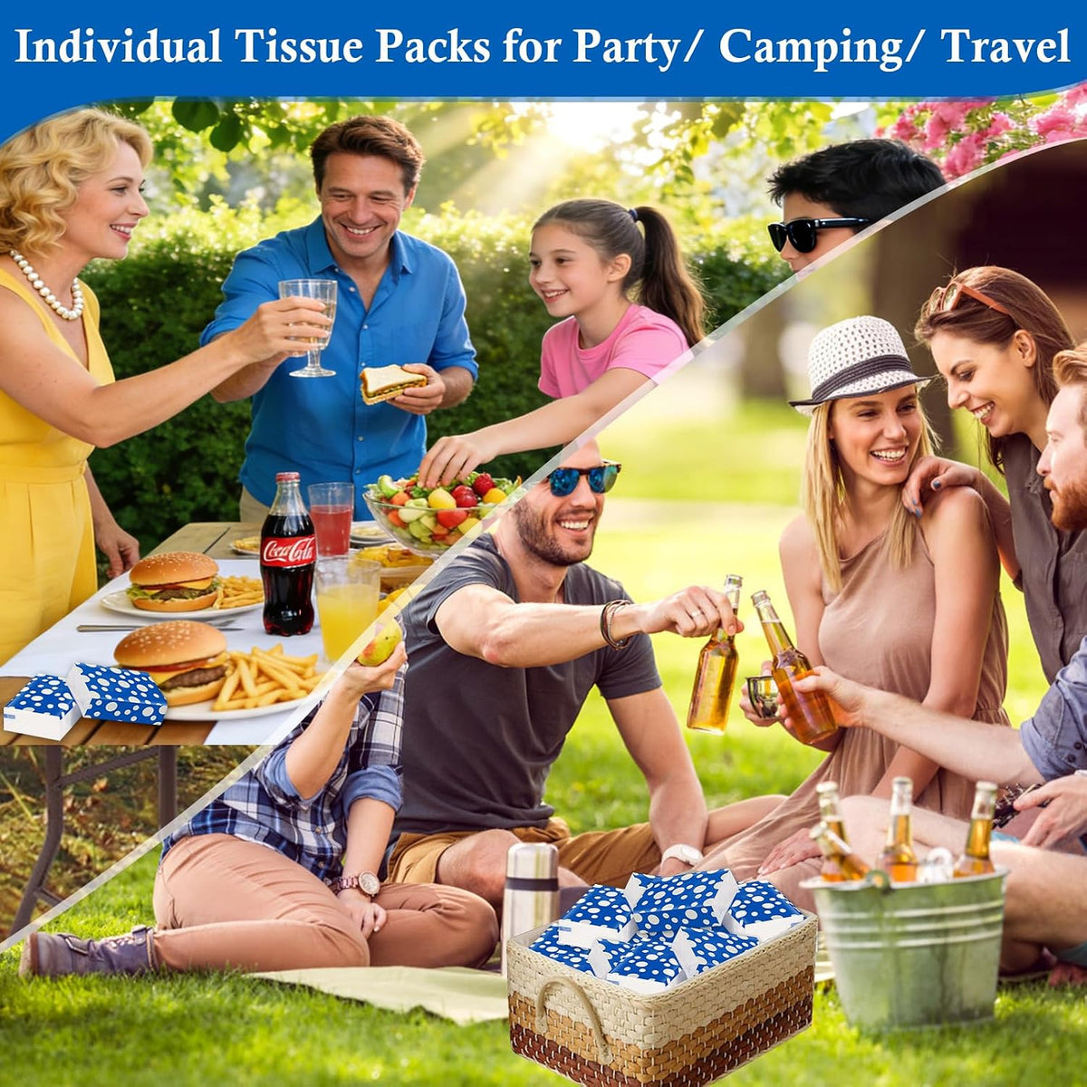 Pocket Tissues Travel Packs 250 Sheets Travel Size Tissue Packs 3 Ply Unscented Small Mini Individual Portable Tissue Pack with Unique Embossing for Purse Holiday Travel Party