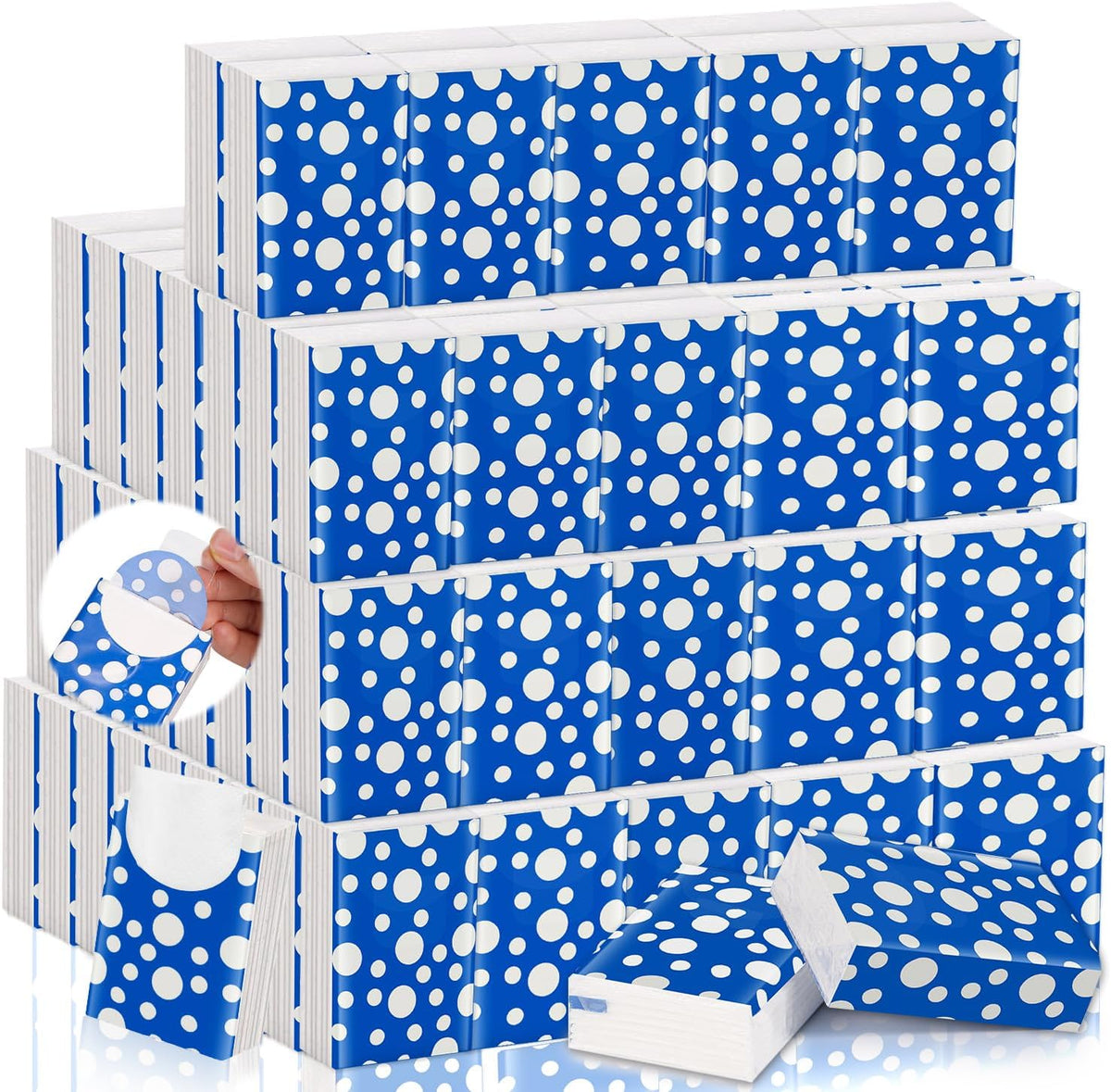Pocket Tissues Travel Packs 250 Sheets Travel Size Tissue Packs 3 Ply Unscented Small Mini Individual Portable Tissue Pack with Unique Embossing for Purse Holiday Travel Party
