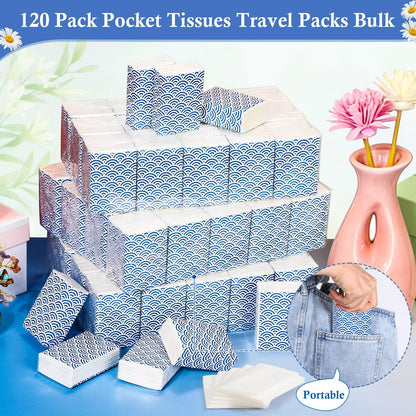 Pocket Tissues Travel Packs 250 Sheets Travel Size Tissue Packs 3 Ply Unscented Small Mini Individual Portable Tissue Pack with Unique Embossing for Purse Holiday Travel Party