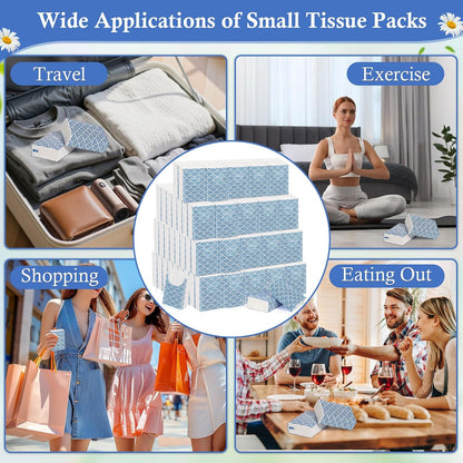 Pocket Tissues Travel Packs 250 Sheets Travel Size Tissue Packs 3 Ply Unscented Small Mini Individual Portable Tissue Pack with Unique Embossing for Purse Holiday Travel Party