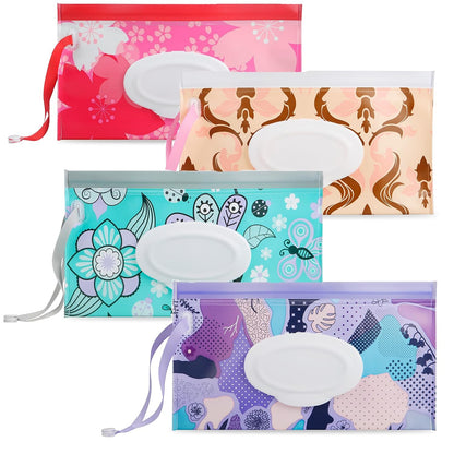 4 Pack Baby Wipe Dispenser, Portable Wipe Holder Refillable Baby Wipes Container Wet Wipe Pouch or outings and Travel