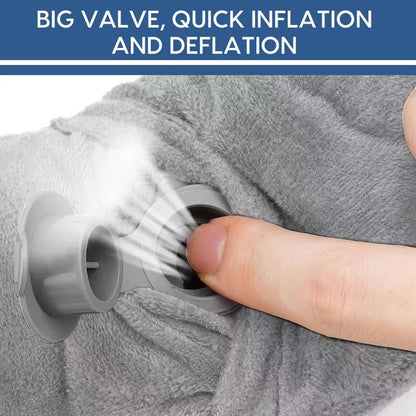 Inflatable Travel Pillow for Airplane Inflatable Neck Pillow for Traveling with Soft Velvet Washable Cover for Sleeping, Airplane,Train, Car, Office, Contoured Eye Masks, Earplugs
