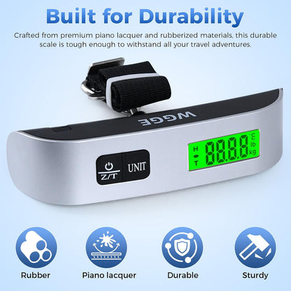 Digital Luggage Scale, 110 lb/50 kg, Backlit LCD Display