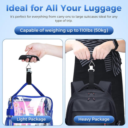 Digital Luggage Scale, 110 lb/50 kg, Backlit LCD Display