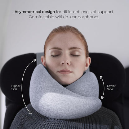 Go Neck Pillow - Premium Memory Foam Travel Pillow, 360º Ergonomic Design, Asymmetrical Sides, Travel Bag Included, Washable Modal Cover