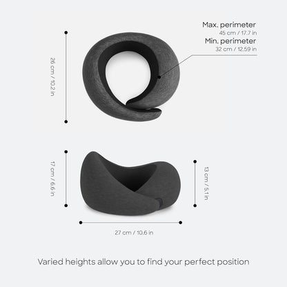 Go Neck Pillow - Premium Memory Foam Travel Pillow, 360º Ergonomic Design, Asymmetrical Sides, Travel Bag Included, Washable Modal Cover