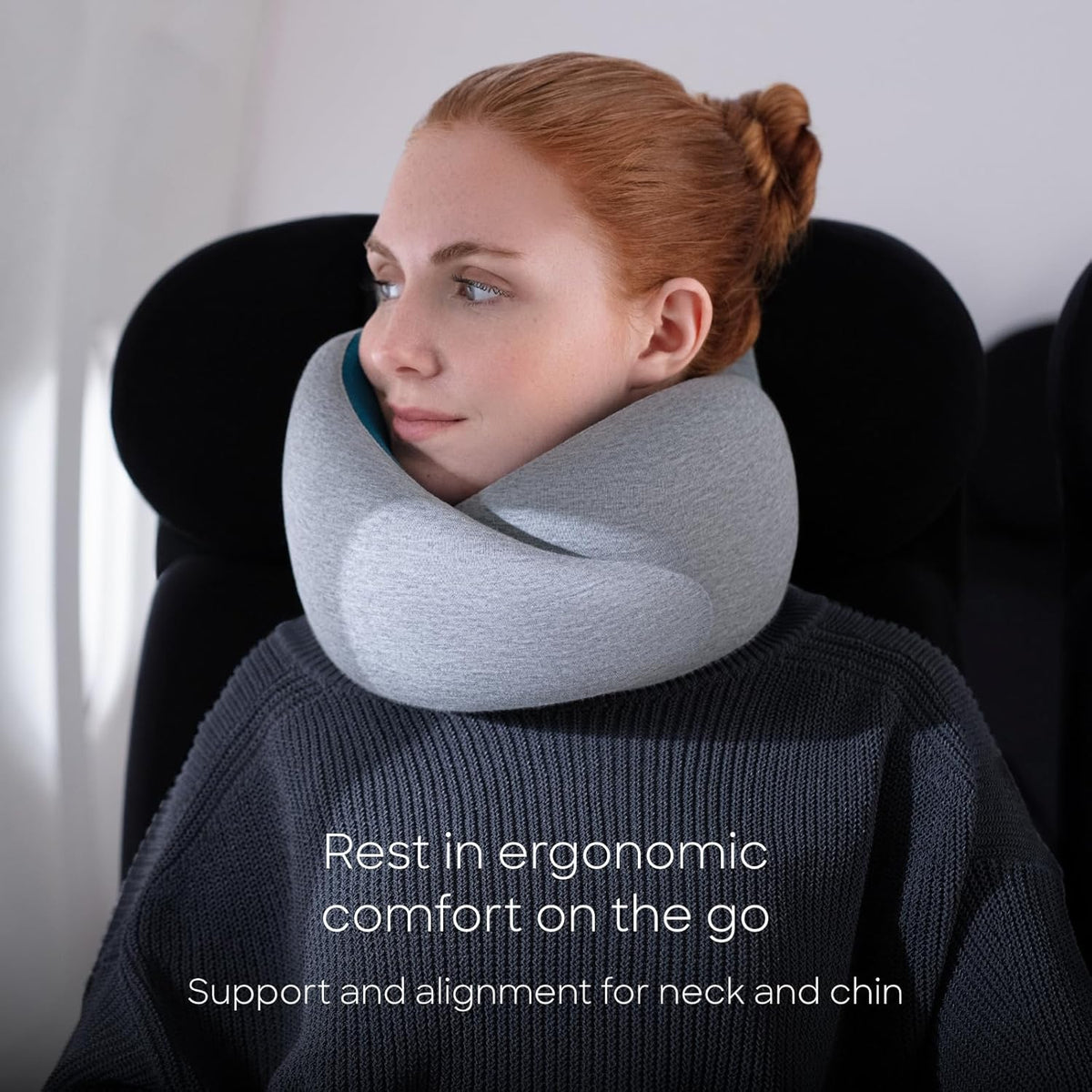 Go Neck Pillow - Premium Memory Foam Travel Pillow, 360º Ergonomic Design, Asymmetrical Sides, Travel Bag Included, Washable Modal Cover