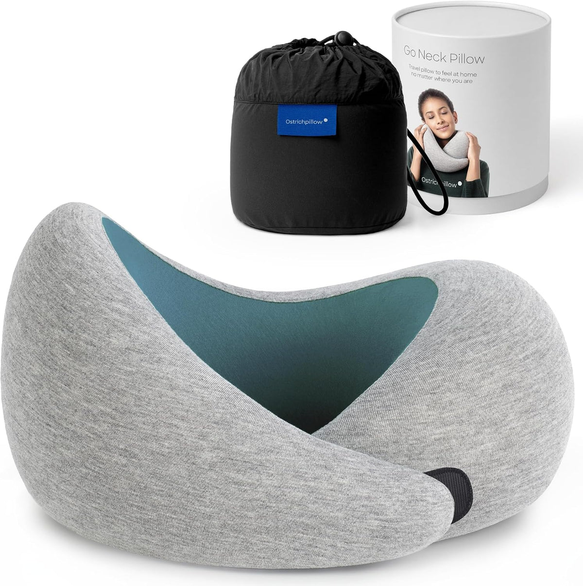 Go Neck Pillow - Premium Memory Foam Travel Pillow, 360º Ergonomic Design, Asymmetrical Sides, Travel Bag Included, Washable Modal Cover