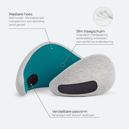 Go Neck Pillow - Premium Memory Foam Travel Pillow, 360º Ergonomic Design, Asymmetrical Sides, Travel Bag Included, Washable Modal Cover