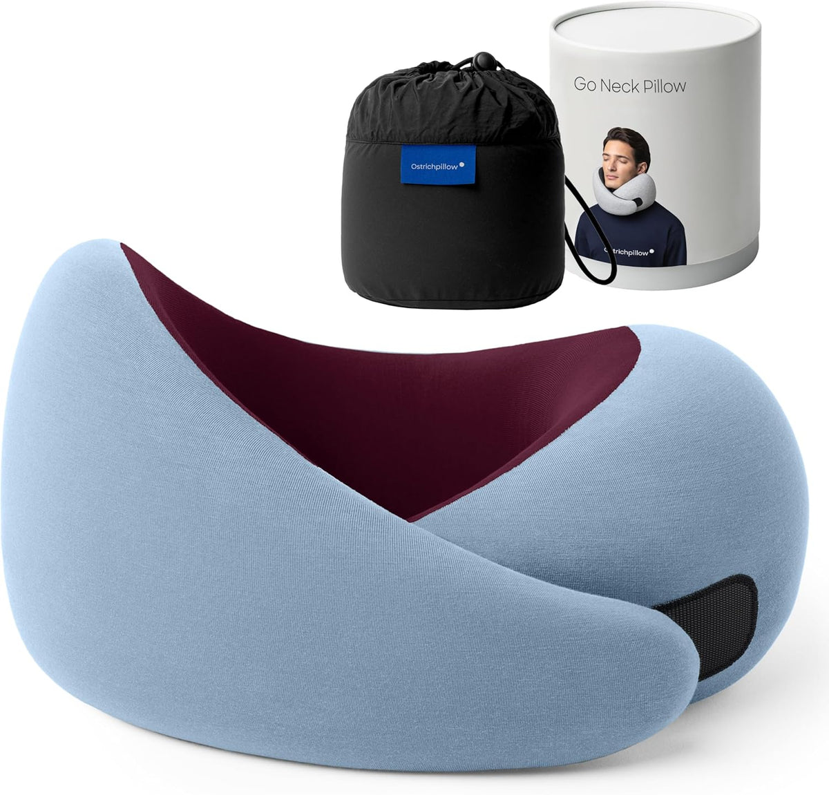 Go Neck Pillow - Premium Memory Foam Travel Pillow, 360º Ergonomic Design, Asymmetrical Sides, Travel Bag Included, Washable Modal Cover