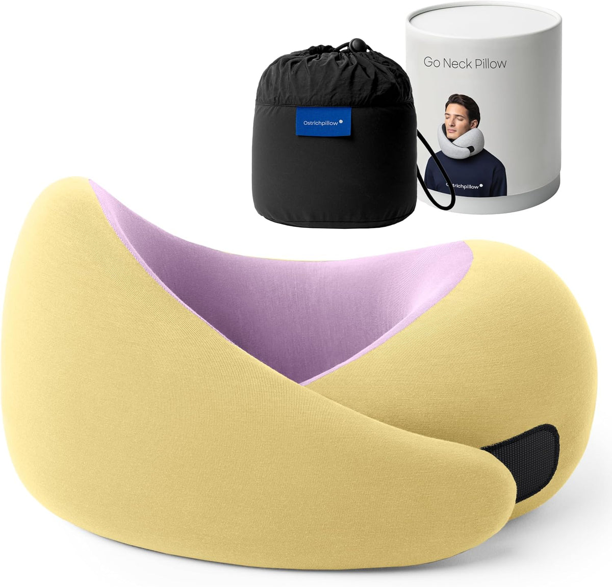 Go Neck Pillow - Premium Memory Foam Travel Pillow, 360º Ergonomic Design, Asymmetrical Sides, Travel Bag Included, Washable Modal Cover