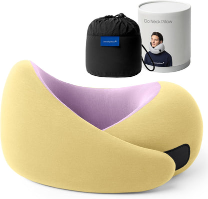 Go Neck Pillow - Premium Memory Foam Travel Pillow, 360º Ergonomic Design, Asymmetrical Sides, Travel Bag Included, Washable Modal Cover