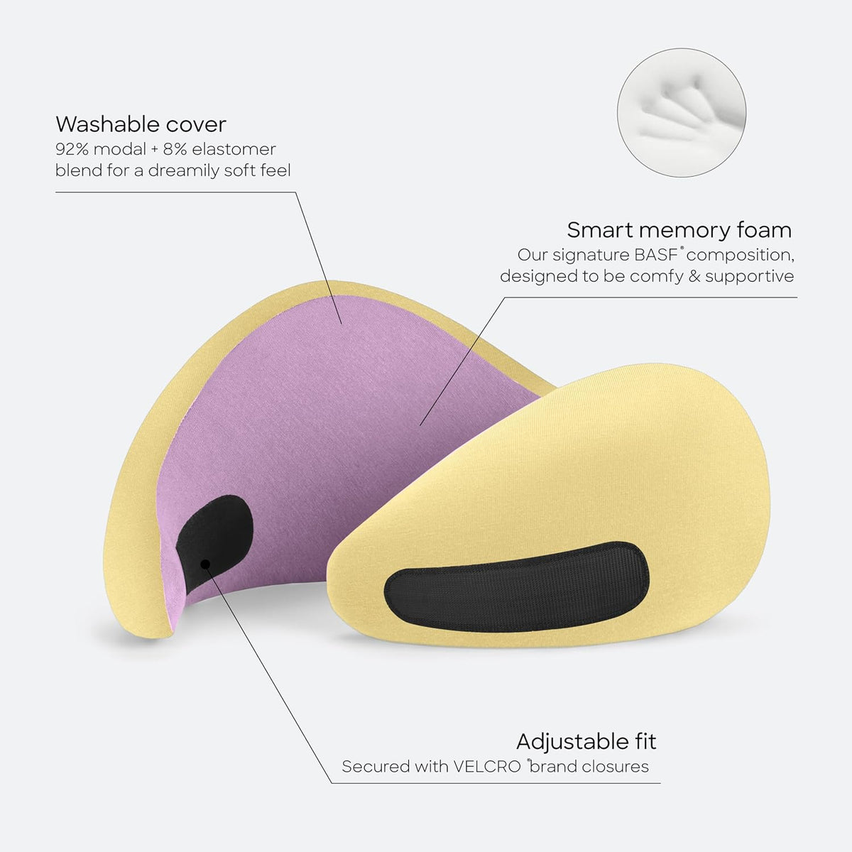 Go Neck Pillow - Premium Memory Foam Travel Pillow, 360º Ergonomic Design, Asymmetrical Sides, Travel Bag Included, Washable Modal Cover