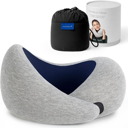 Go Neck Pillow - Premium Memory Foam Travel Pillow, 360º Ergonomic Design, Asymmetrical Sides, Travel Bag Included, Washable Modal Cover