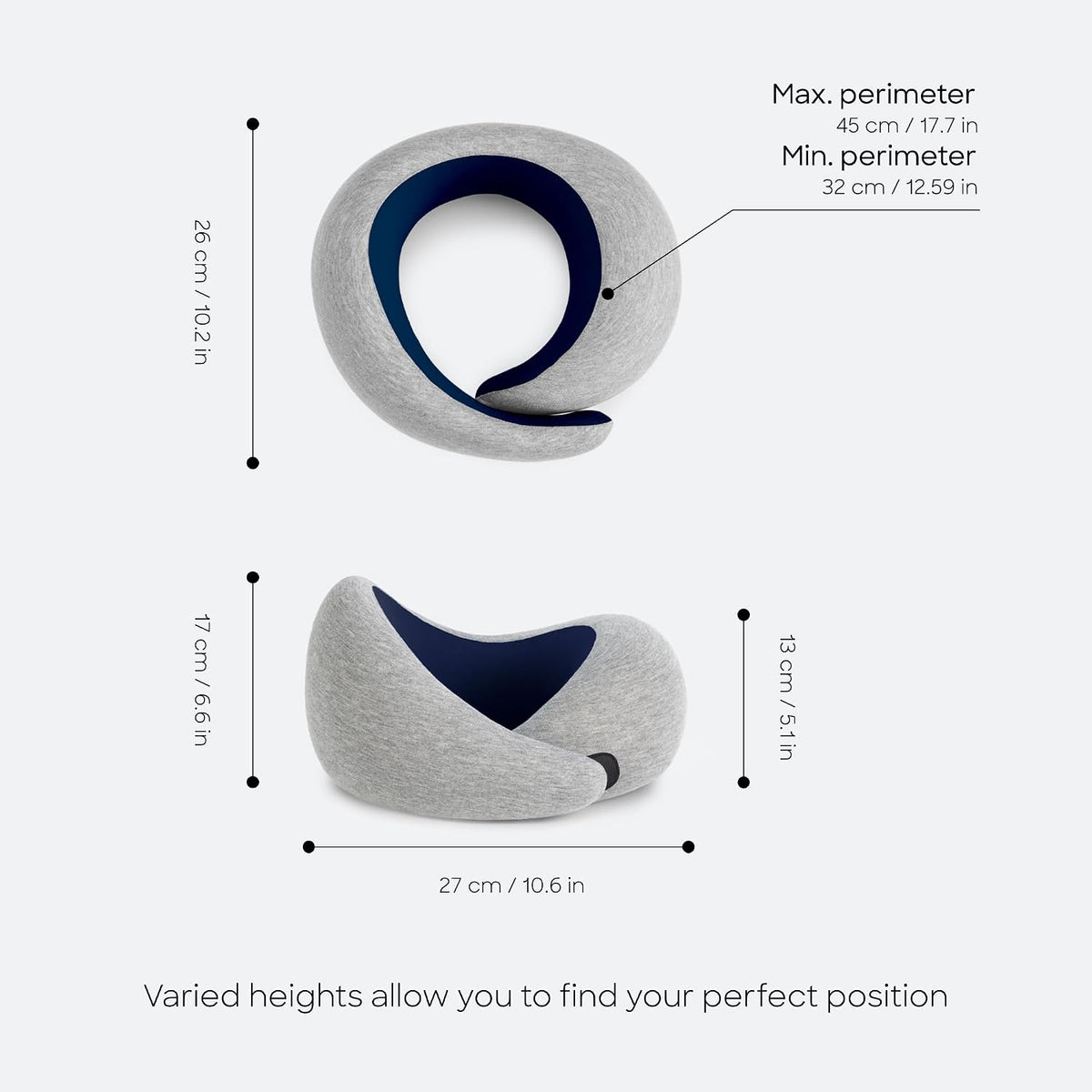 Go Neck Pillow - Premium Memory Foam Travel Pillow, 360º Ergonomic Design, Asymmetrical Sides, Travel Bag Included, Washable Modal Cover