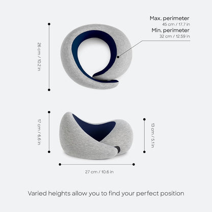 Go Neck Pillow - Premium Memory Foam Travel Pillow, 360º Ergonomic Design, Asymmetrical Sides, Travel Bag Included, Washable Modal Cover