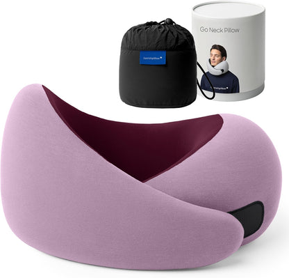 Go Neck Pillow - Premium Memory Foam Travel Pillow, 360º Ergonomic Design, Asymmetrical Sides, Travel Bag Included, Washable Modal Cover