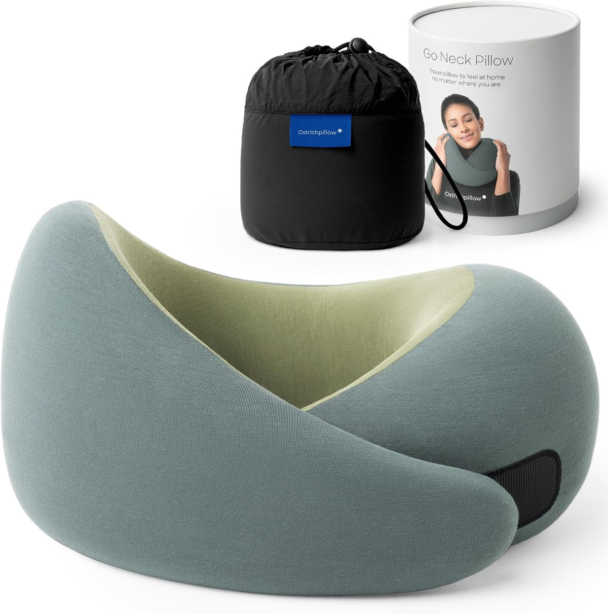 Go Neck Pillow - Premium Memory Foam Travel Pillow, 360º Ergonomic Design, Asymmetrical Sides, Travel Bag Included, Washable Modal Cover