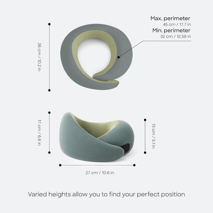 Go Neck Pillow - Premium Memory Foam Travel Pillow, 360º Ergonomic Design, Asymmetrical Sides, Travel Bag Included, Washable Modal Cover