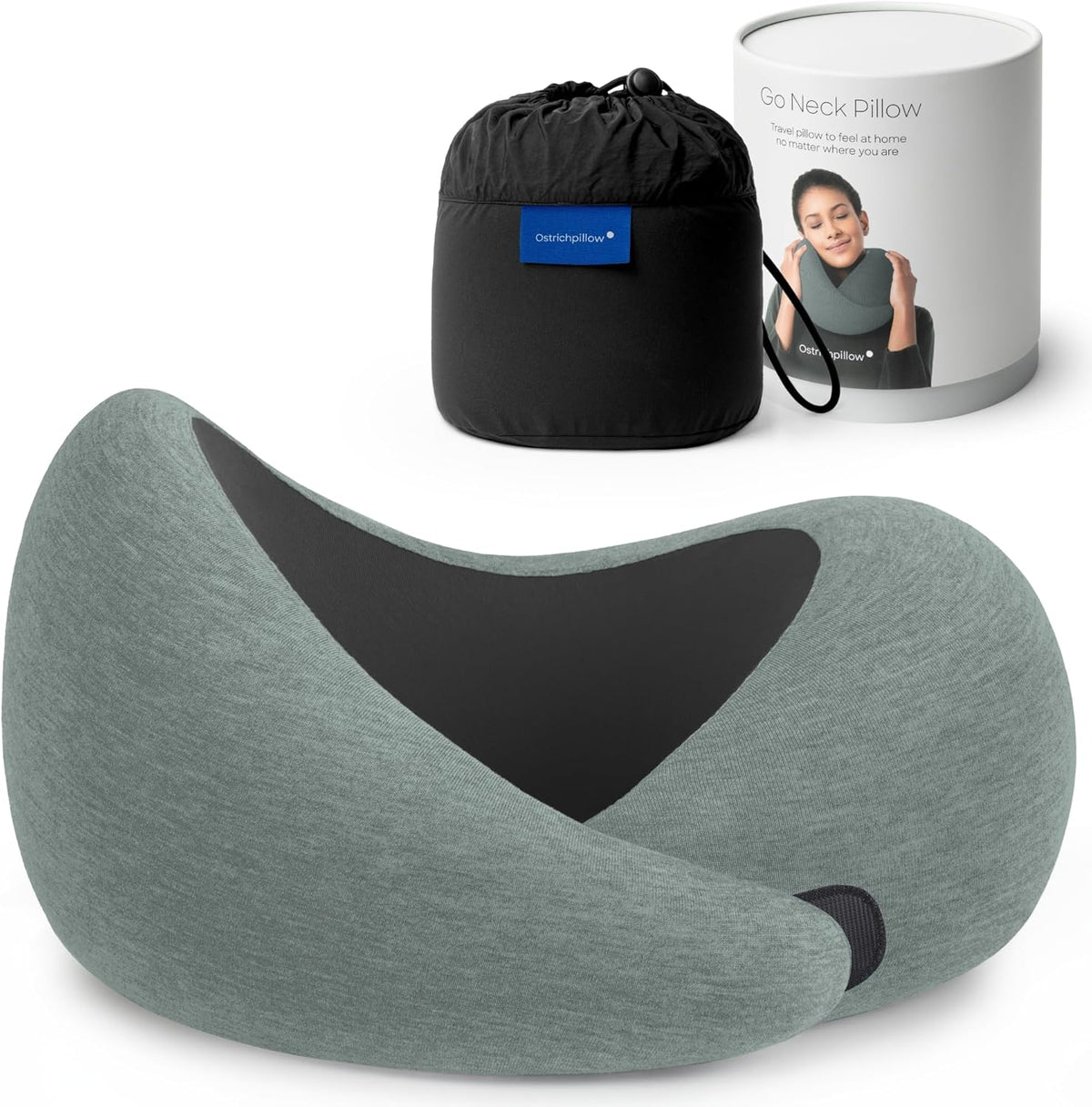 Go Neck Pillow - Premium Memory Foam Travel Pillow, 360º Ergonomic Design, Asymmetrical Sides, Travel Bag Included, Washable Modal Cover