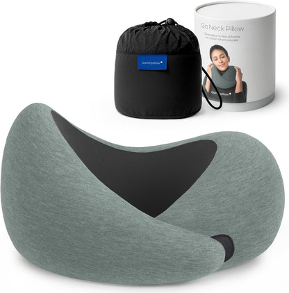 Go Neck Pillow - Premium Memory Foam Travel Pillow, 360º Ergonomic Design, Asymmetrical Sides, Travel Bag Included, Washable Modal Cover