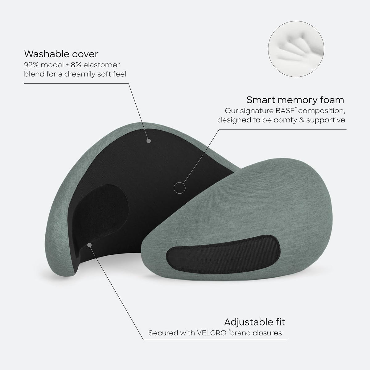 Go Neck Pillow - Premium Memory Foam Travel Pillow, 360º Ergonomic Design, Asymmetrical Sides, Travel Bag Included, Washable Modal Cover