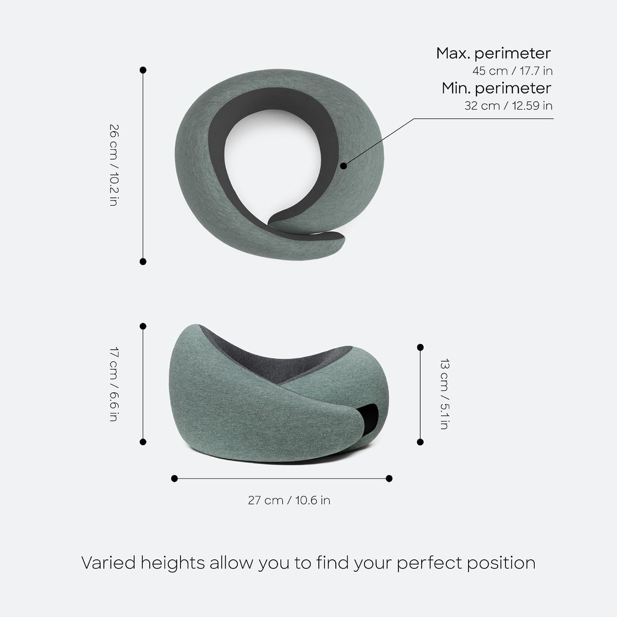 Go Neck Pillow - Premium Memory Foam Travel Pillow, 360º Ergonomic Design, Asymmetrical Sides, Travel Bag Included, Washable Modal Cover