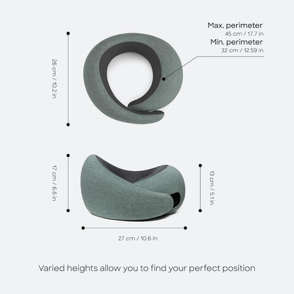 Go Neck Pillow - Premium Memory Foam Travel Pillow, 360º Ergonomic Design, Asymmetrical Sides, Travel Bag Included, Washable Modal Cover