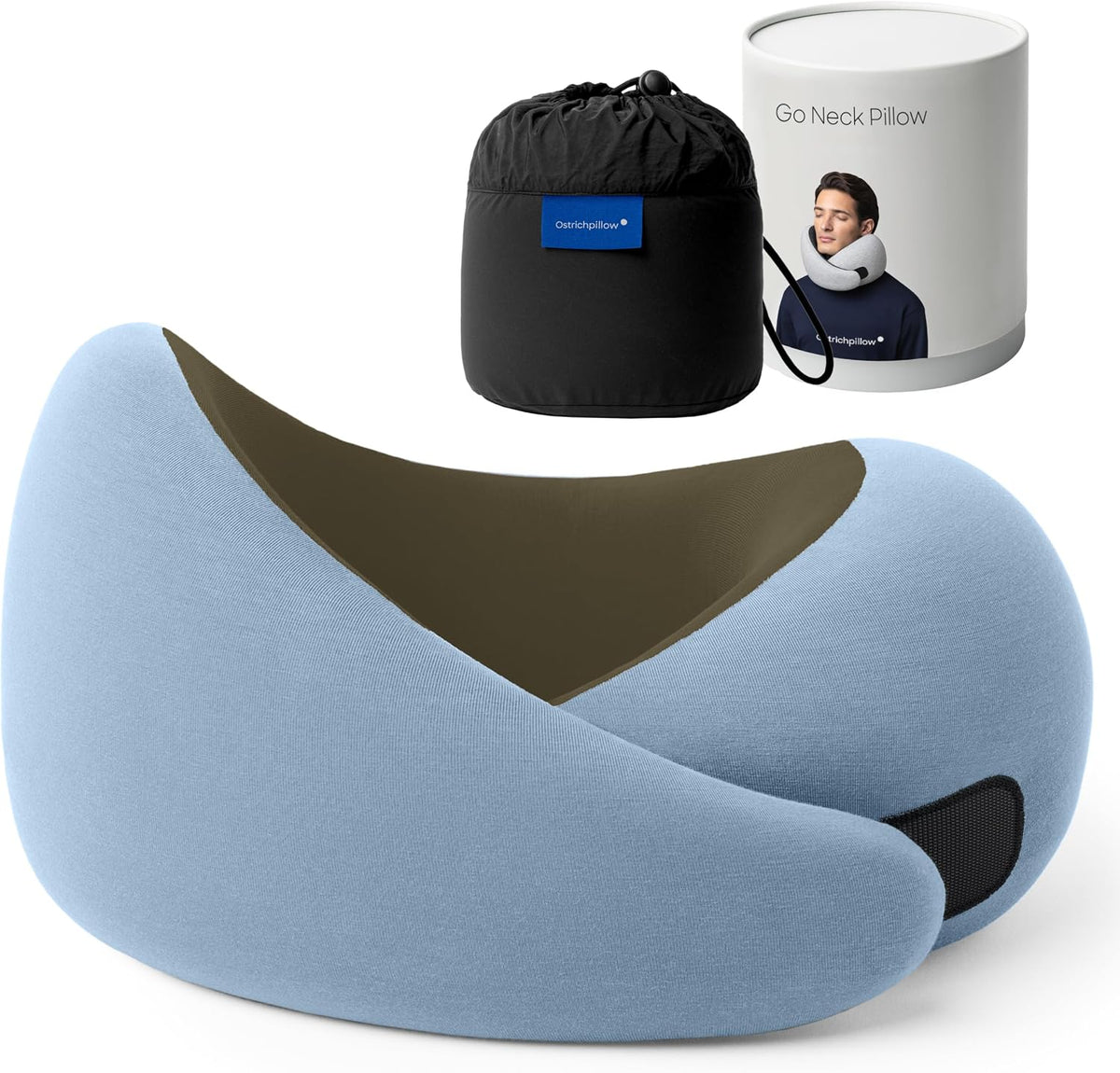 Go Neck Pillow - Premium Memory Foam Travel Pillow, 360º Ergonomic Design, Asymmetrical Sides, Travel Bag Included, Washable Modal Cover