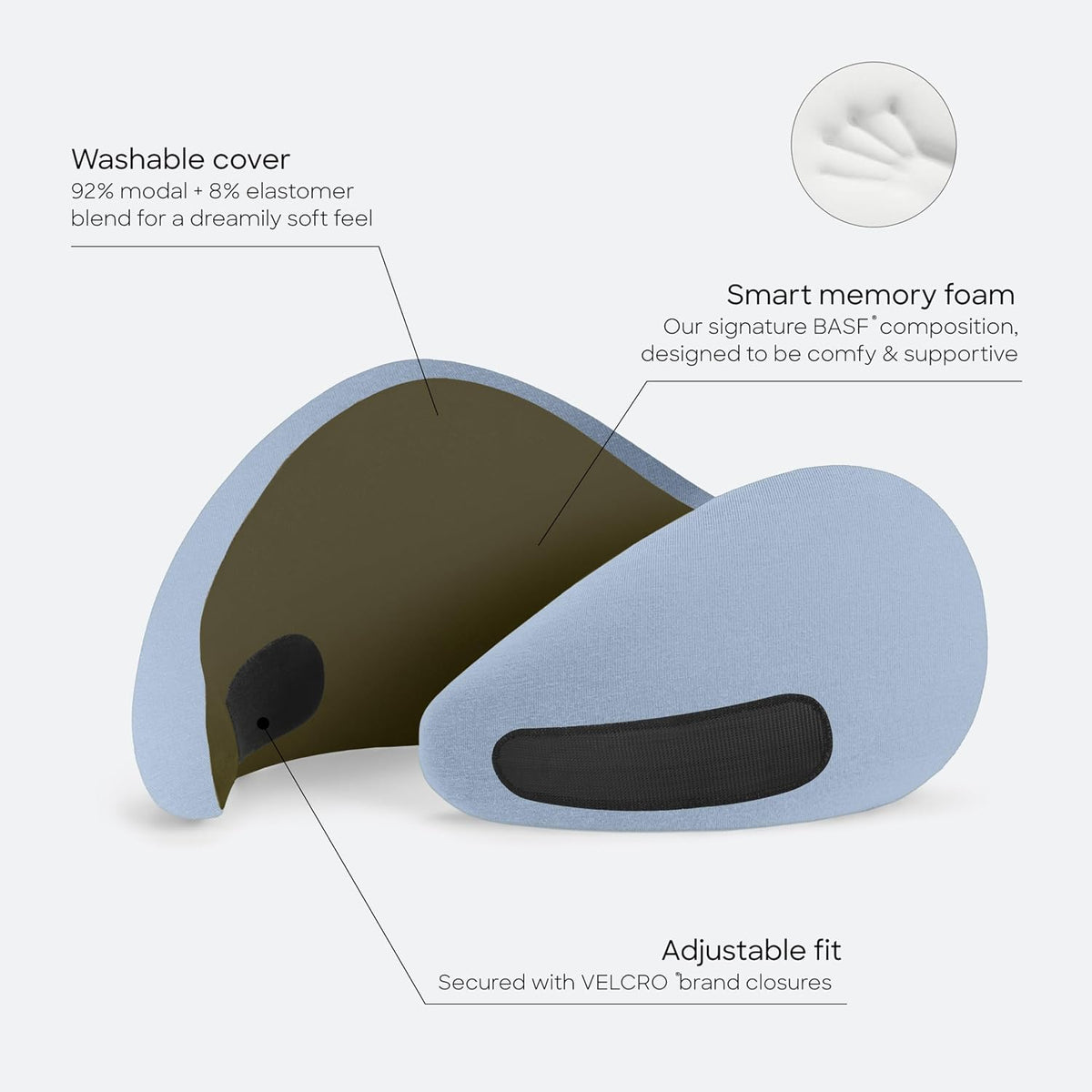 Go Neck Pillow - Premium Memory Foam Travel Pillow, 360º Ergonomic Design, Asymmetrical Sides, Travel Bag Included, Washable Modal Cover