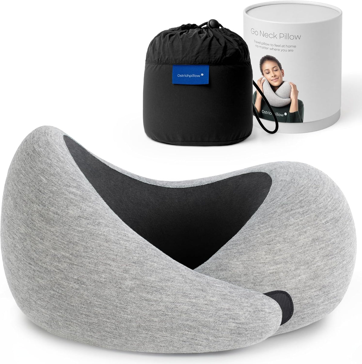 Go Neck Pillow - Premium Memory Foam Travel Pillow, 360º Ergonomic Design, Asymmetrical Sides, Travel Bag Included, Washable Modal Cover