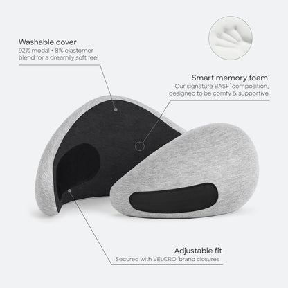 Go Neck Pillow - Premium Memory Foam Travel Pillow, 360º Ergonomic Design, Asymmetrical Sides, Travel Bag Included, Washable Modal Cover