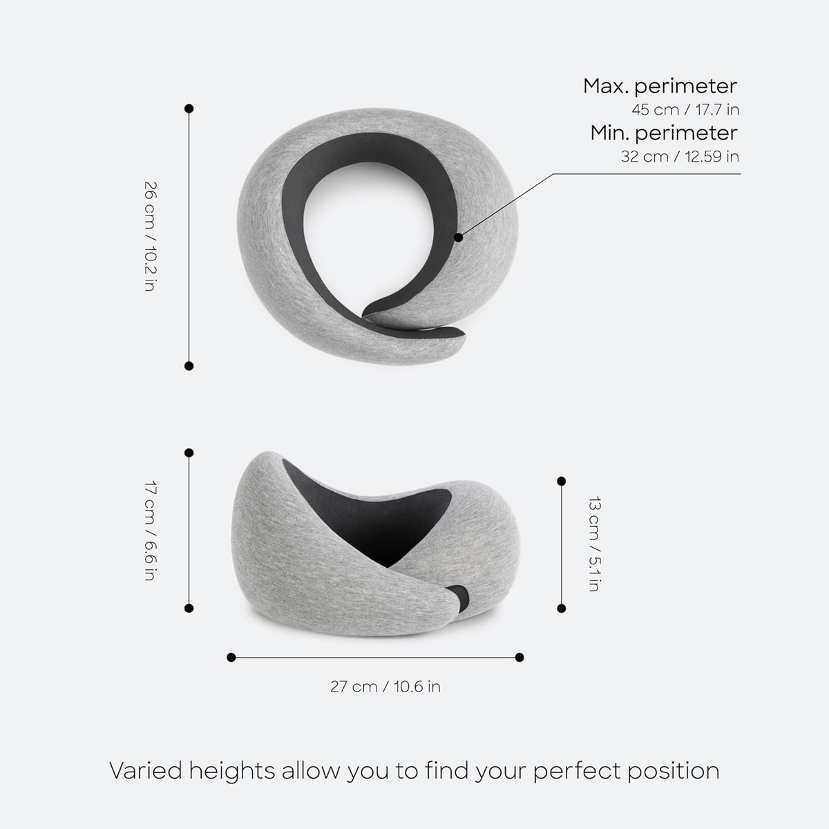 Go Neck Pillow - Premium Memory Foam Travel Pillow, 360º Ergonomic Design, Asymmetrical Sides, Travel Bag Included, Washable Modal Cover